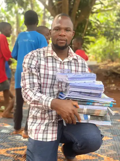 Child receiving books